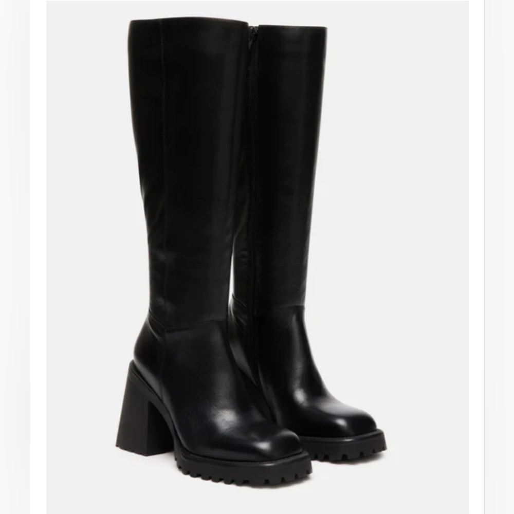 Steve Madden Black Over-the-Knee Platform Block Heel Boots - Picture 3 of 12